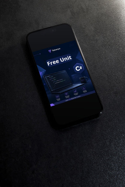Phone displaying a software development app on a dark surface